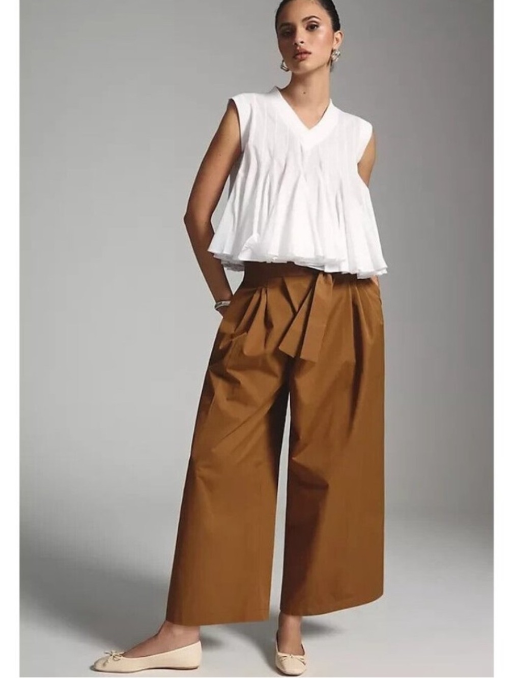 BOGO! Anthropologie Exquise Pants Pleated Tie-Front Trousers in Copper Small